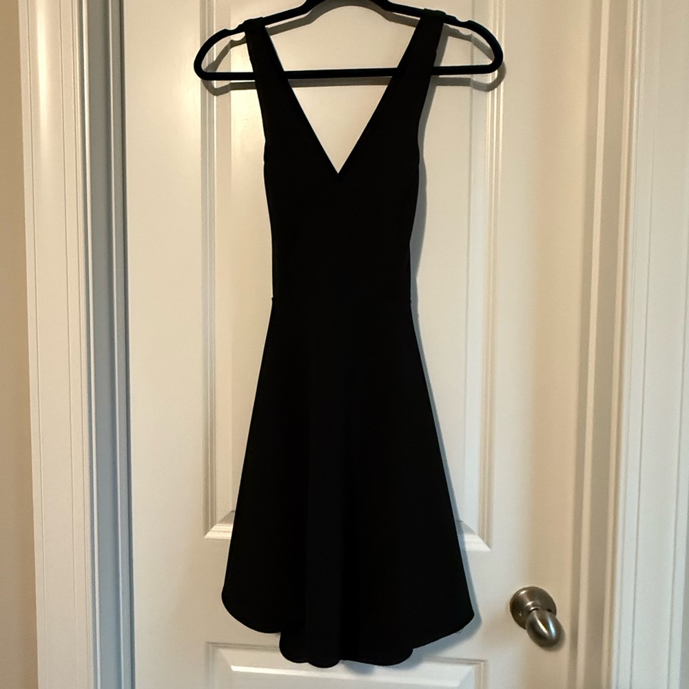 Lulu's Black Sleeveless V-Neck Fit and Flare Mini Dress
